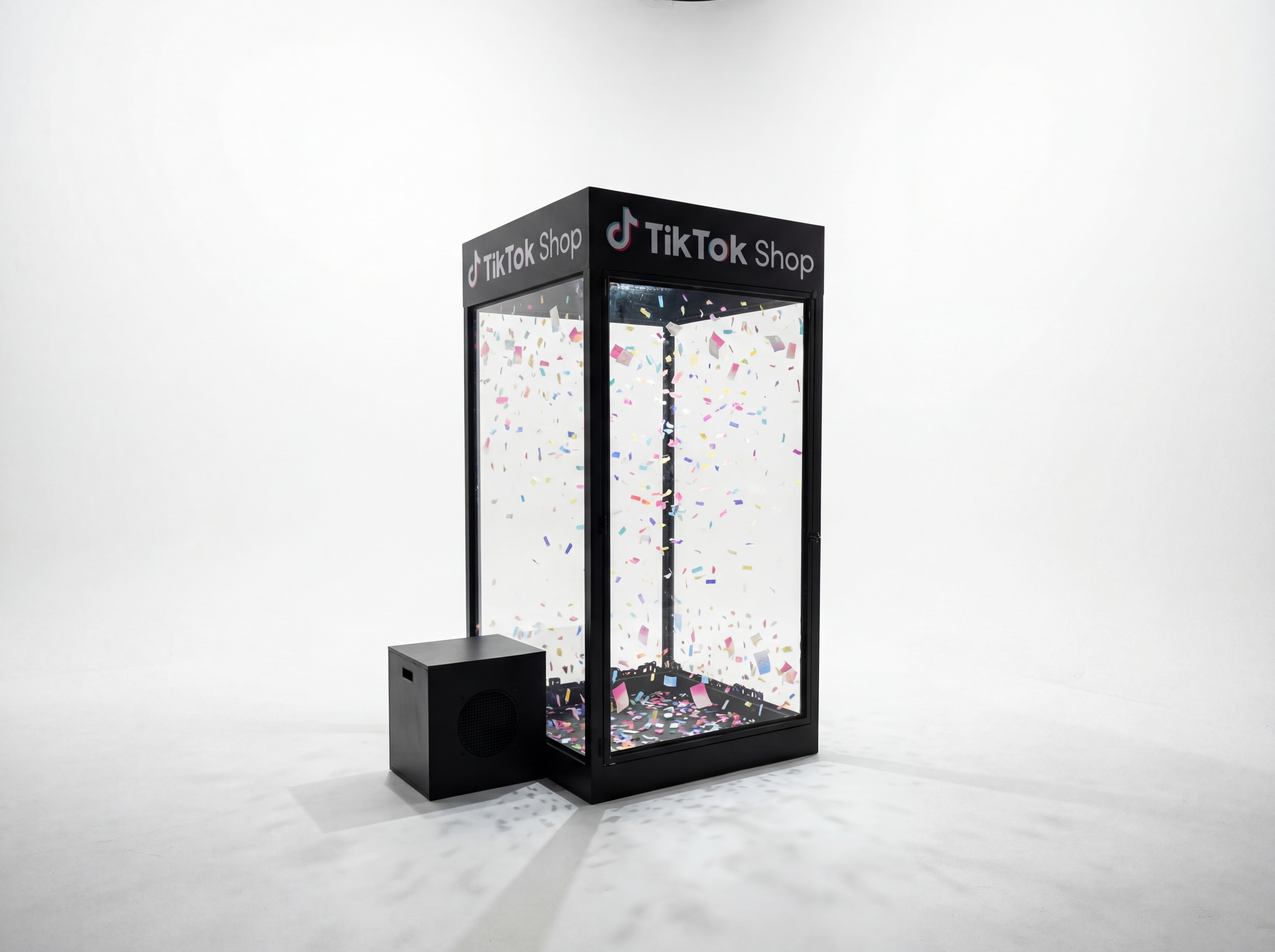 People inside the Wind Chamber experiencing flying confetti at a corporate event in Kuala Lumpur